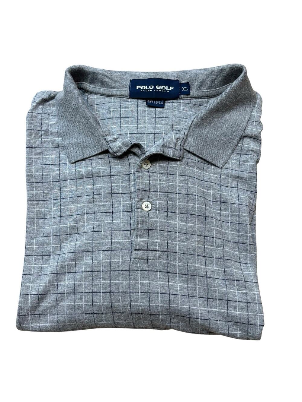 Vintage Polo Golf Ralph Lauren Polo Shirt Men's XL Heather Gray Windowpane Check